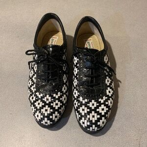 Aerogreen Black/White Print Leather Golf Shoes sz 8.5